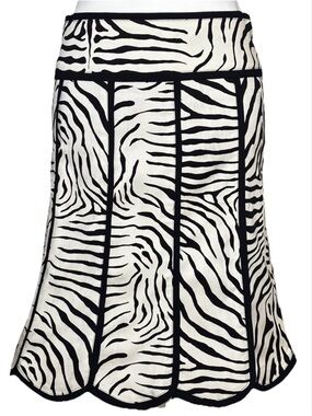 Nanette Lepore Vintage Zebra Print Scalloped Hem Skirt Sz 4 Y2K